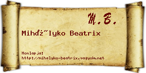 Mihályko Beatrix névjegykártya